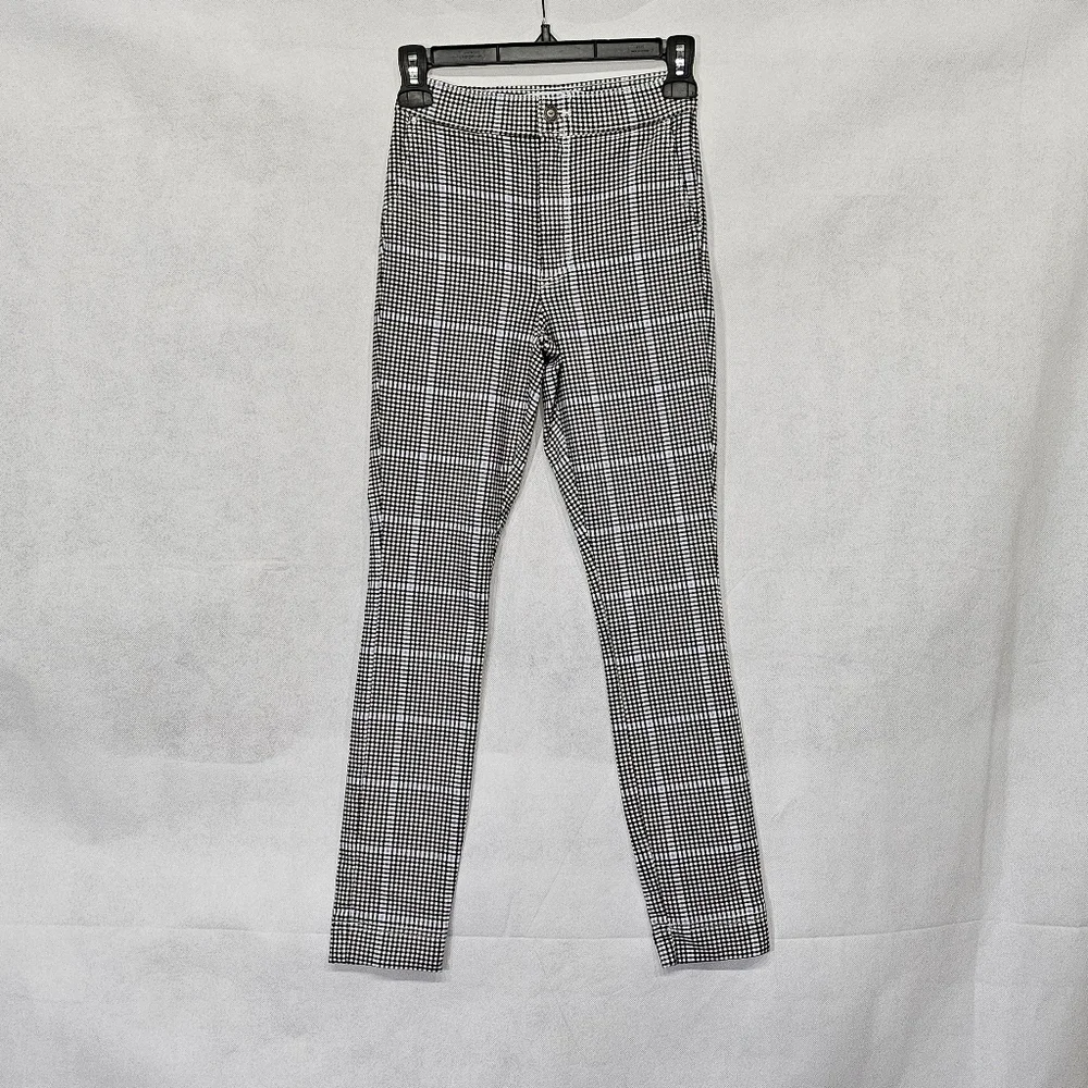 Hollister Ultra High Rise Checkered Black White Blue Pants Size XS - Picture 2 of 7